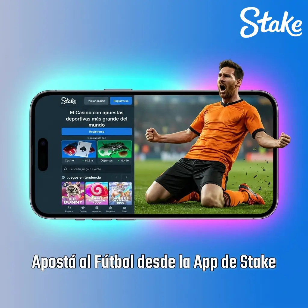 Aplicación móvil PWA de Stake para apostar al fútbol desde Android e iOS sin descarga en tienda