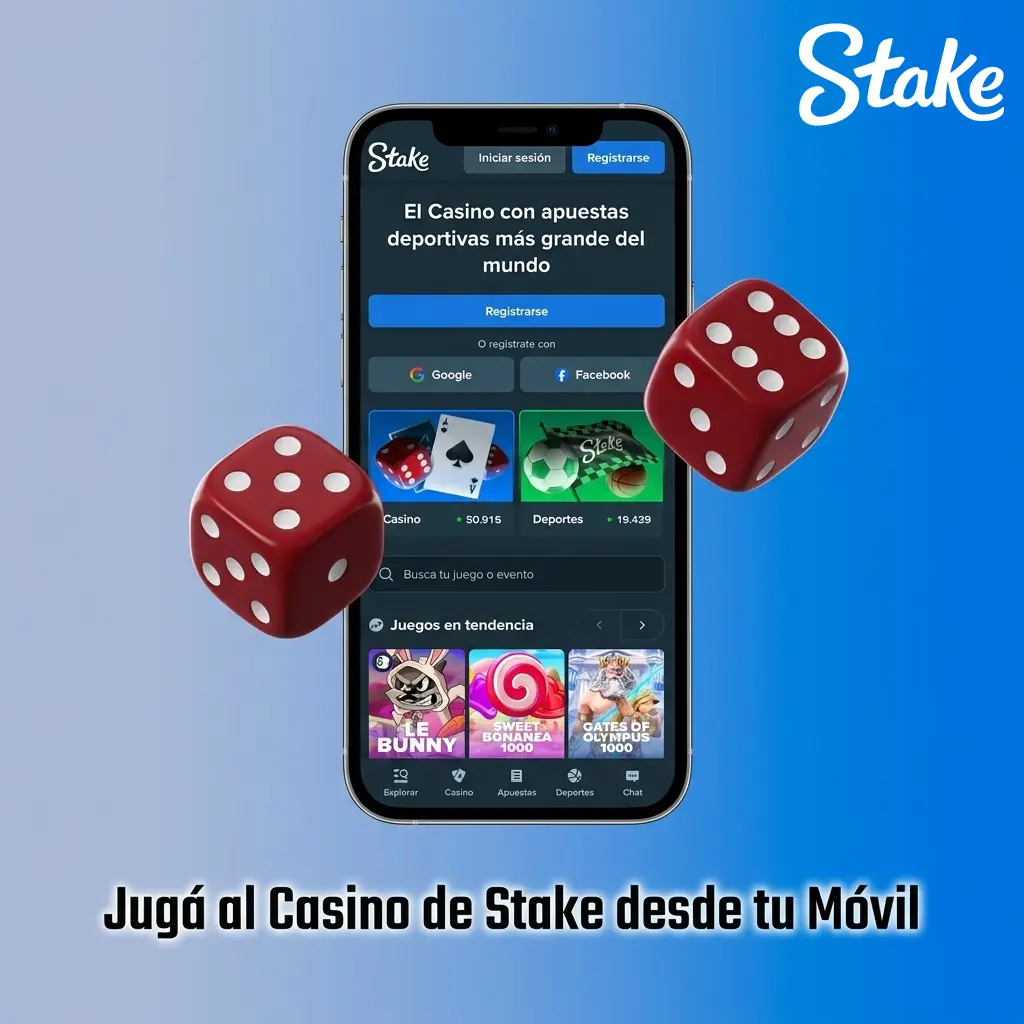 Jugá al casino de Stake desde tu móvil con slots, ruleta, blackjack y juegos en vivo en Argentina