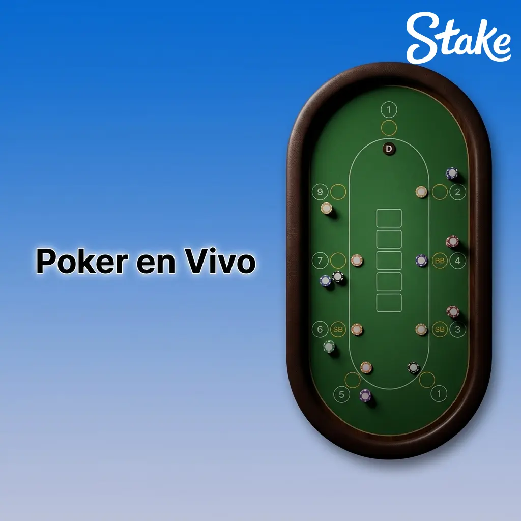 Juegos de póker en vivo en Stake: Texas Hold'em, Three Card Poker y más variantes con crupier profesional.