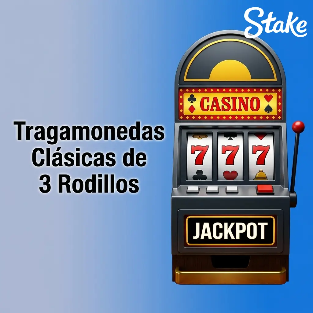 Tragamonedas clásicas de 3 rodillos con símbolos de frutas, campanas y 7s en Stake Casino