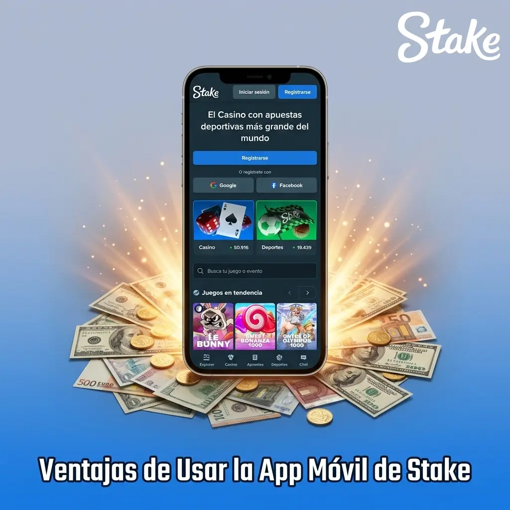 App móvil de Stake con casino, apuestas deportivas y pagos en criptomonedas para jugadores de Argentina