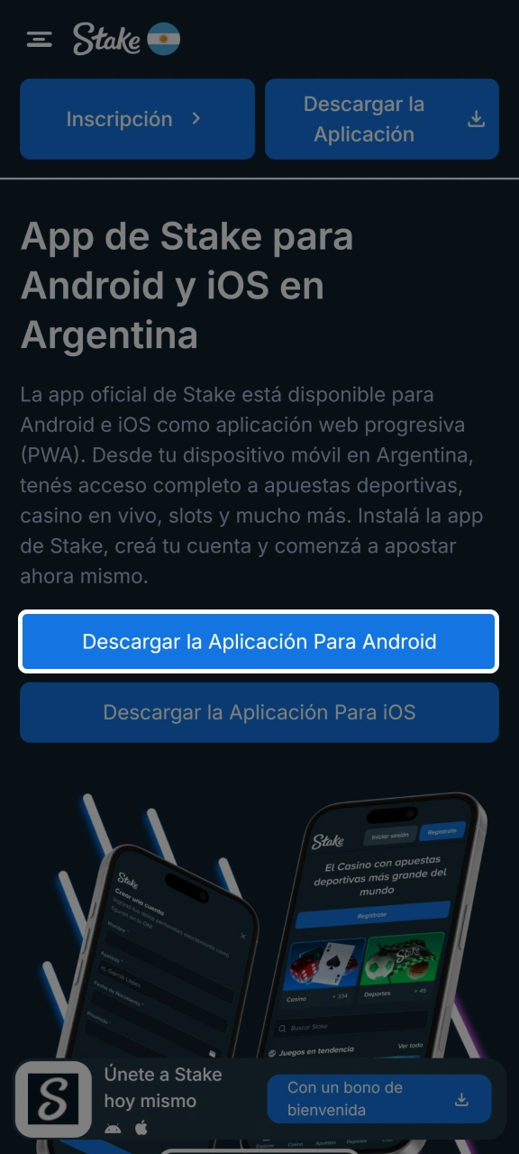 Descárgalo y regístrate de forma segura para activar las funciones móviles de Stake.