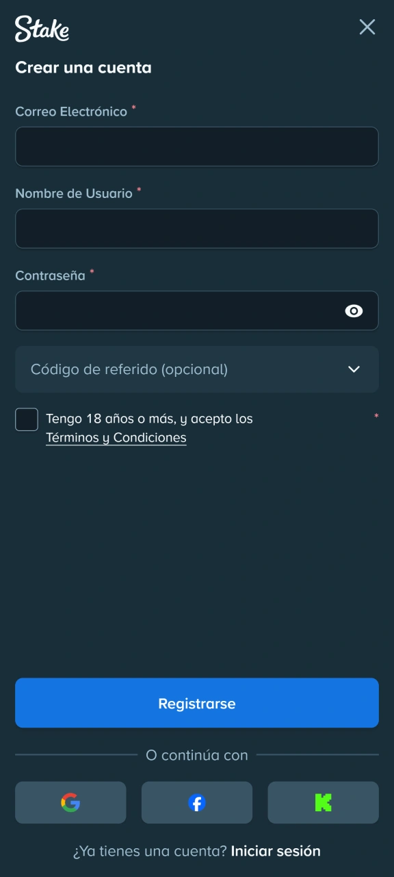 Regístrate en la aplicación Stake para acceder a la versión móvil de las apuestas.