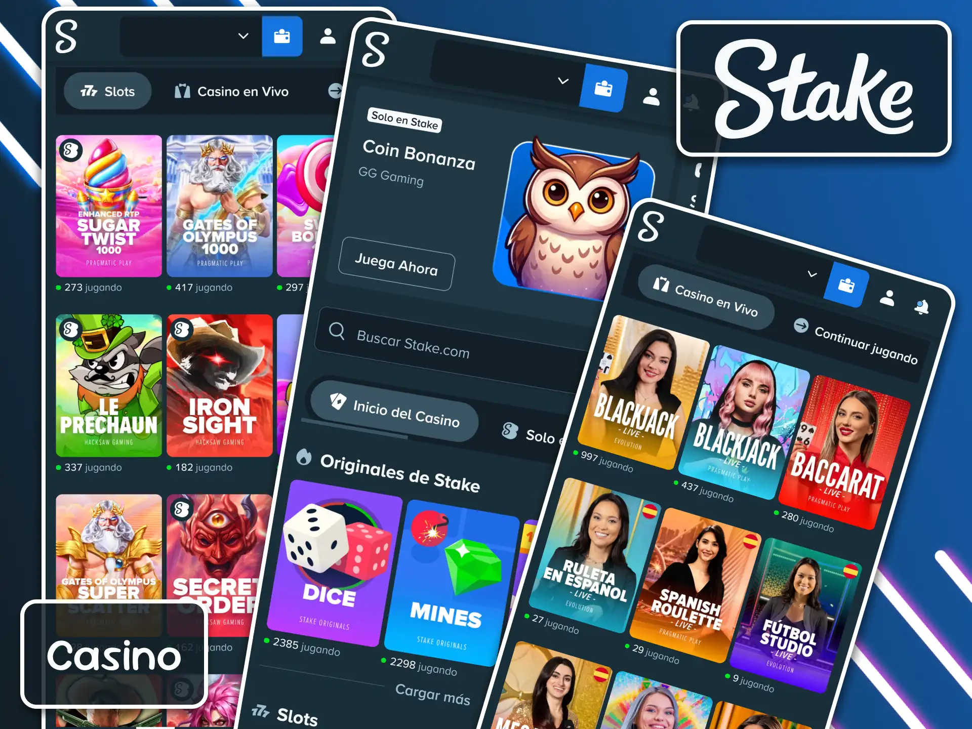 Juega en Stake Casino desde tu dispositivo móvil y disfruta de miles de tragaperras y juegos de mesa optimizados para pantallas táctiles.