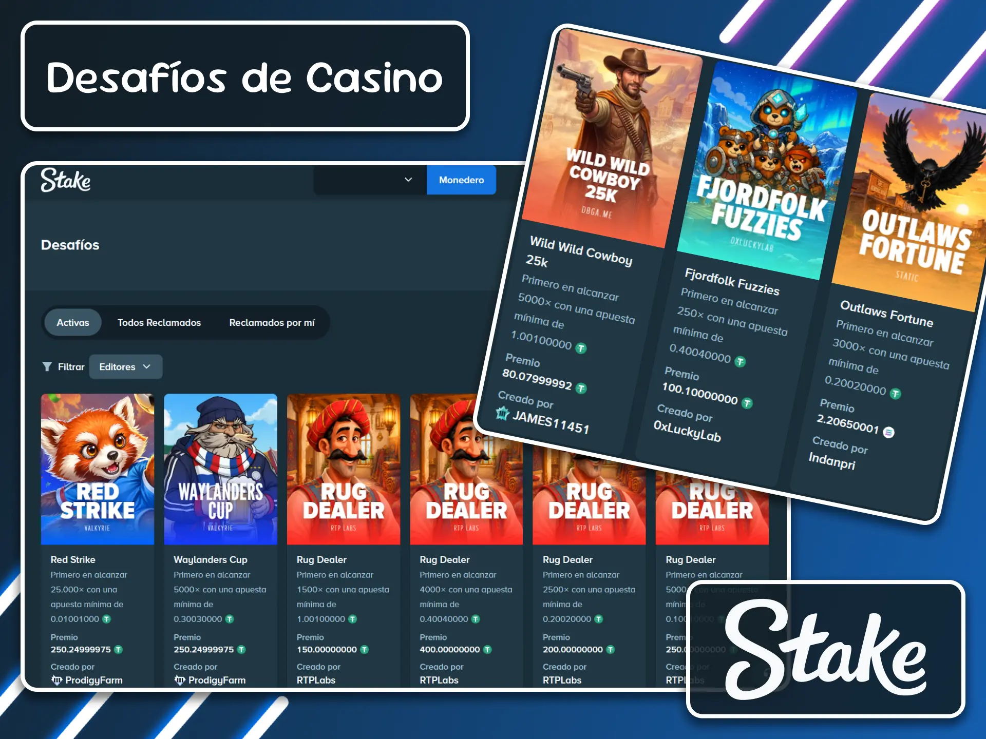 Completa las misiones semanales y demuestra tus habilidades en los emocionantes Desafíos del Casino de Stake.