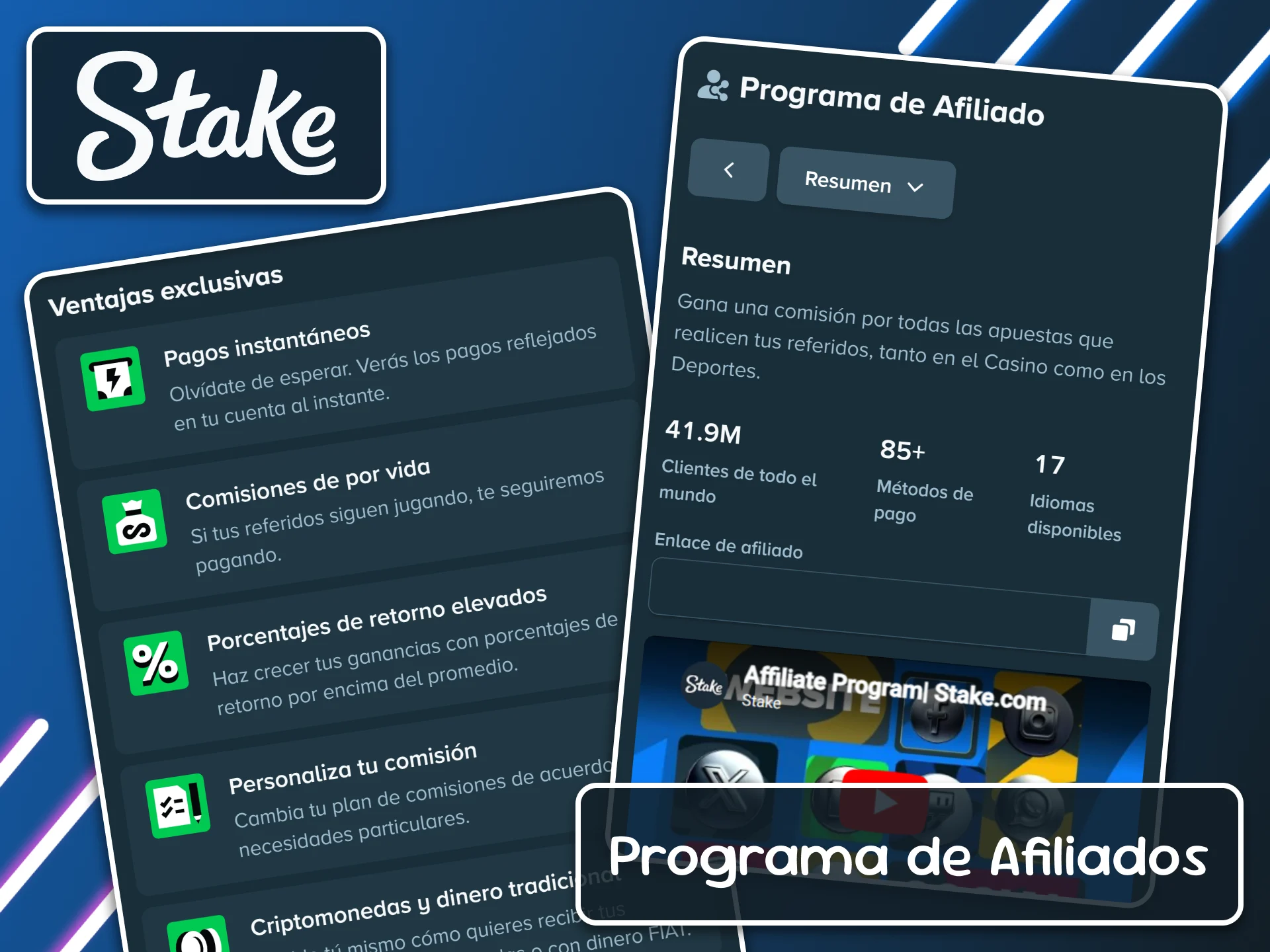 Consigue ingresos extra promocionando el gigante de las apuestas con criptomonedas: únete al programa de afiliados de Stake.